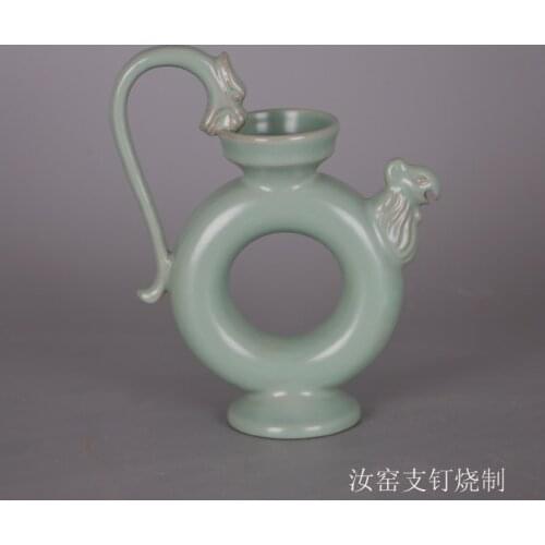 Song Ru Kiln Green Glaze Teapot Branch Nail Dragon Handle Chicken Mouth Holding Pot Imitation Song Dynasty Home Antique