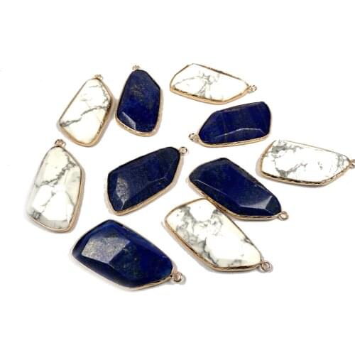 Natural Stone Charms irregular shape Section White pine lapis lazuli Pendant for Handmade Jewelry Making DIY necklace accessorie