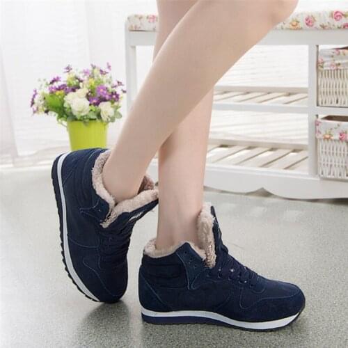 Sneakers Women Shoes Keep Warm Vulcanized Shoes Womens Thick Fur Lace Up Winter Shoes Warm Comfort For Woman Walking