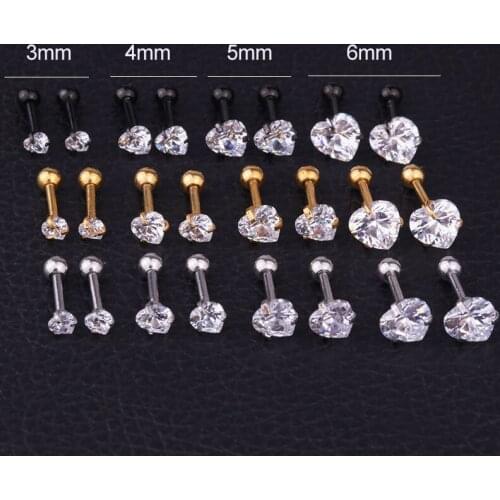 Romantic Love Heart Shape Stud Earring Women Stainless Steel Piercing Luxury Zircon Earring For Women Jewelry Wholesale HS-29