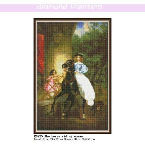 DIY Diamond Painting Kits The Horse Riding Woman Set Round /Square Embroidery Mosaic Art Picture Rhinestone Full Home Decor Gift