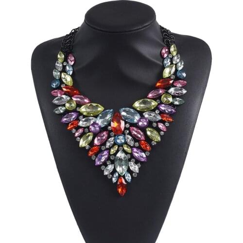 Female vintage choker pendants&necklaces big necklaces ethnic bohemian jewelry statement Colorful Rhinestone bijoux femme mujer