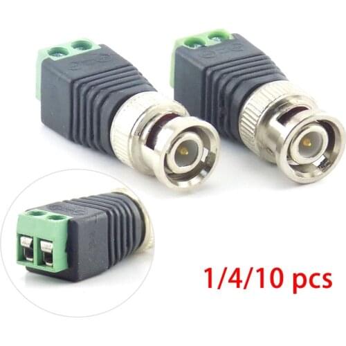 1/10pcs BNC Male Connector Coax CAT5 Adapter Plug Security System Accessories DC Surveillance for CCTV Camera Video Balun L19