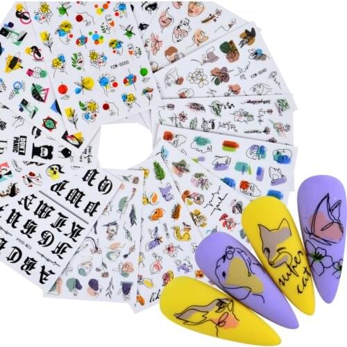 1pcs Alphabet Nail Art Sticker Decals Old English Laser Black ABC Letter For Nails Water Transfer Sliders / Adhesive Decoration