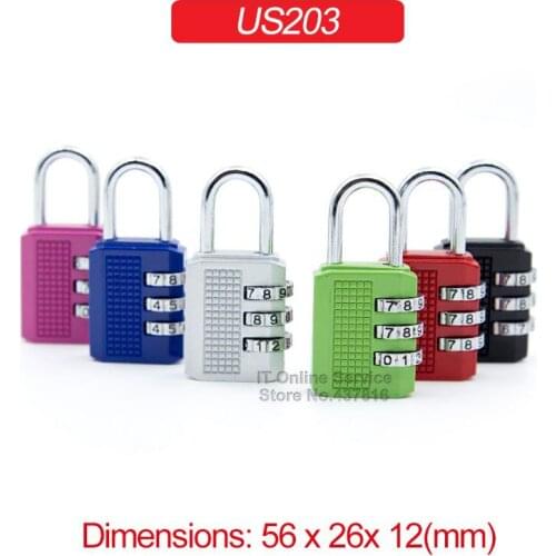 1PCS Padlock 3 Digit Combination Password Padlock for Gym Cabinet Drawer Door Suitcase Luggage US203
