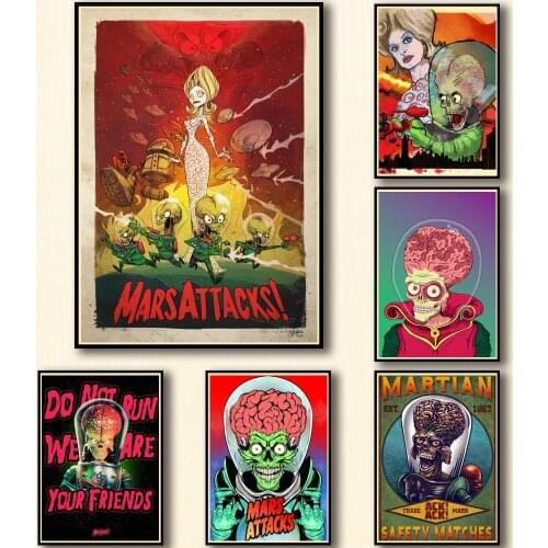 25 Designs Mars Attacks! Whitepaper Poster Art Painting Funny Wall Sticker for Coffee House Bar