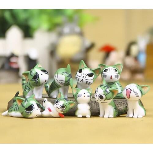 9Pcs Cute Chis Sweet Home Terrarium Figurines Cute Cat Decoration Fairy Garden Miniature Figurines For Home Decoration