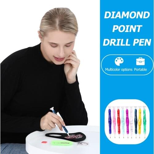 5D Crystal Resin Diamond Painting Drill Pen with 6 Drill Heads Diamond Art Cross Stitch Embroidery Sewing Craft Nail Art Tools