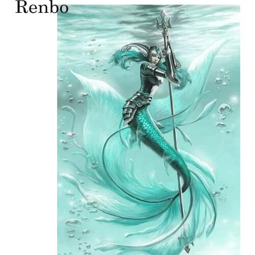 Mermaid Beauty Warrior diamond embroidery cross stitch Diy diamond painting sale European style 3d picture of rhinestone mosaic