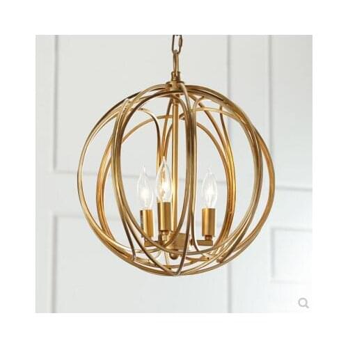 American creative fashion golden iron Nordic small chandelier bedroom living room dining room art porch chandelier