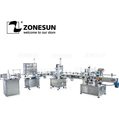 ZONESUN Production line configuration Automatic Bottle Labeler Liquid Filling Capping And Labeling Machine Plastic Bottle Round