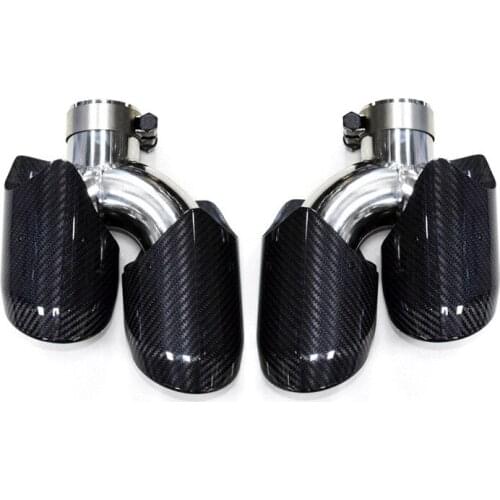 Car Accessories Stainless Steel Muffler Pipe For Porsche Macan 2014-2018 Glossy Black Carbon Fiber Car Exhaust System End Tip