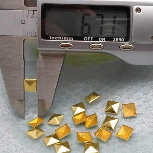 Beadsland Hotfix Iron On Flat Back Pyramid Studs - 1/4" Flatback Glue on Studs 100pcs 7X7mm 9X9mm