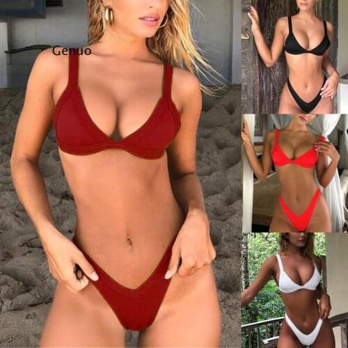 Bikini 2021 Solid Swimsuit Women Swimwear Push Up Bikini Set Patchwork Biquini Brazilian Summer Beach Bathing Suit Swim Wear