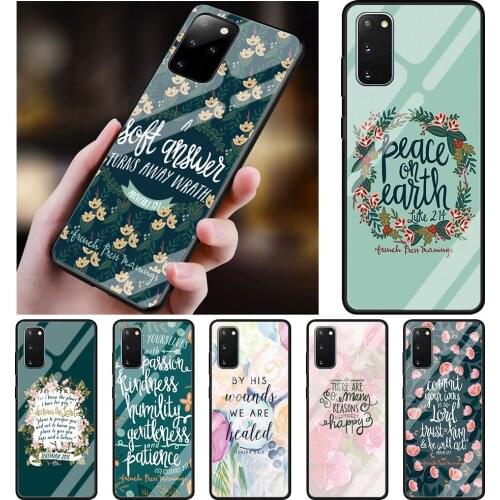 Phone Case for Samsung Galaxy S20 FE S21 Ultra 5G S10 S8 S9 S10 S20 S21 Plus Glass Cover Christ Jesus Bible Verse Christian
