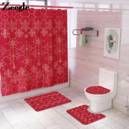 Home Decor Bath Mat and Shower Curtain Set Carpet Toilet Seat Cover Mat Bath Mat Anti-Slip Floor Mat for Toilet