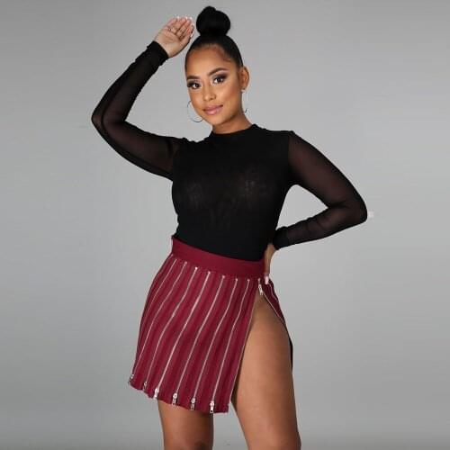 DPSDE women street hot sale 2020 fashion sexy club party style short skirt zipper pure color high waist mini short skirt