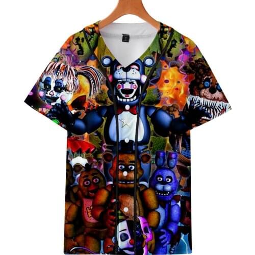 Fnaf 3d Baseball T Shirt 2021 New Boys FNAF T-Shirt Five Nights at FNAF Casual Tshirt Cartoon Bear Tops Brand Clothes