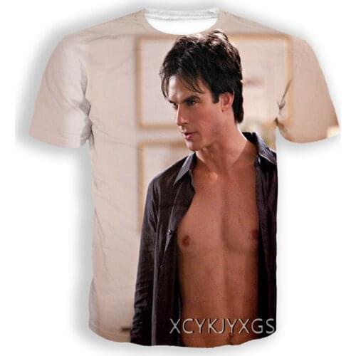 Men/Women The Vampire Diaries 3D Printed T-Shirt Damon Salvatore Short Sleeve Fashion T Shirt Sport Pullover Summer Tops L04