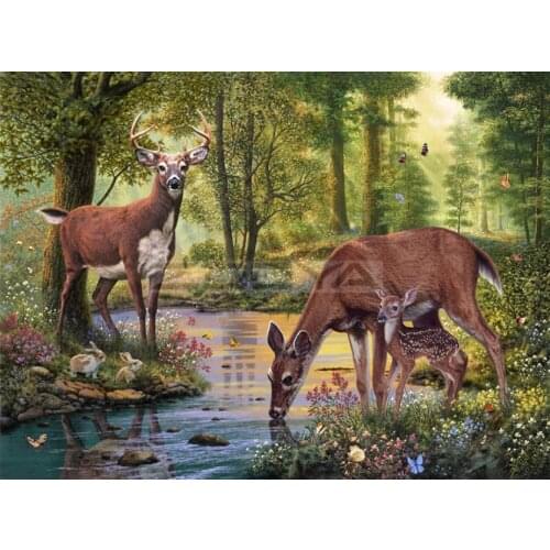 GATYZTORY Diamond Embroidery 5D DIY Diamond Painting Landscape Forest Deer Diamond Painting Cross Stitch Rhinestone Mosaic