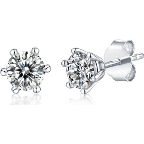 Korean Style Evening 1ct 50points White Moissanite Earrings For Women Wedding Party Anniversary 925 Silver Simplicity Jewelry