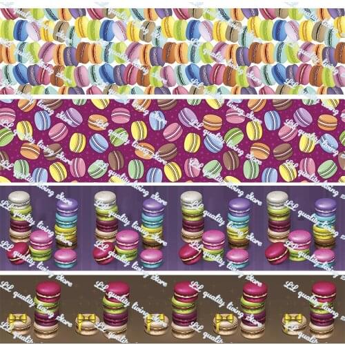 16-75mm Cartoon Macaron Printed Grosgrain Ribbon/16mm Printed Elastic Foe Ribbons DIY Hair Bows Sewing Webbing 50 Yards