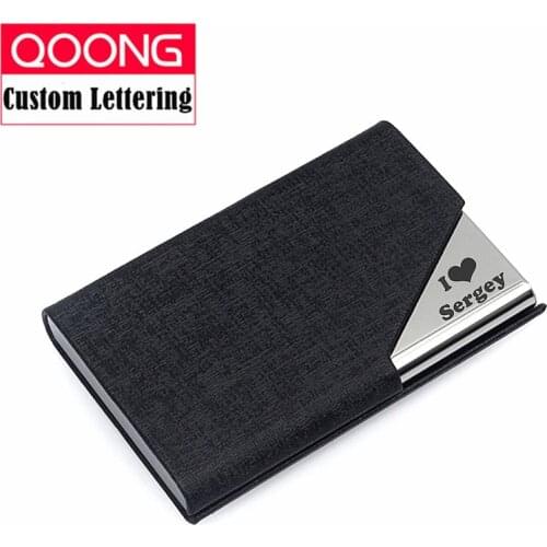 QOONG 2019 Rfid Travel Card Wallet Leather Men Women Waterproof Credit ID Card Holder Card Case Metal Wallet Cardholder Carteira