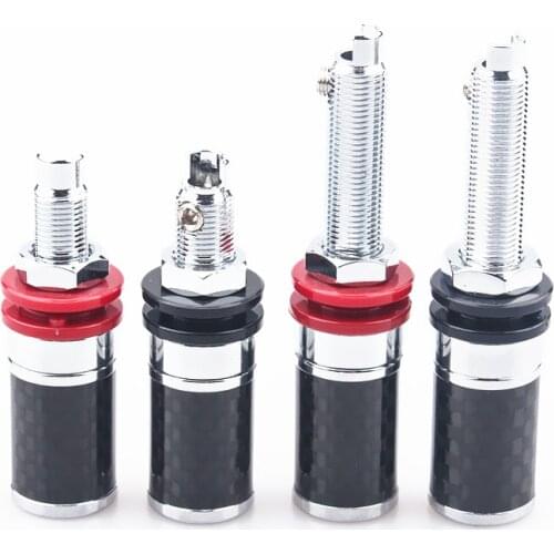 Rhodium Plated Copper 5-Way Speaker Binding Post Female Banana Jack Connector Carbon Fiber Shielding HIFI Audio DIY Screw Lock