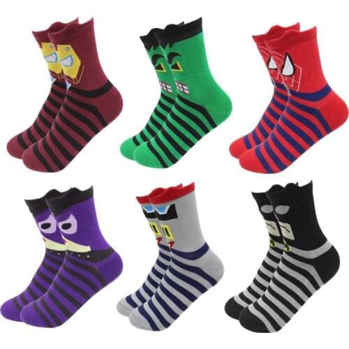 Hot sale! women cartoon socks autumn-winter colorful super hero cool sock lady and womens fashion stripe cotton socks art