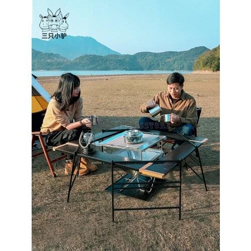 Outdoor Camping Folding Table Camping Table Barbecue Table Iron Splicing Multi-functional Wild Table Net Table