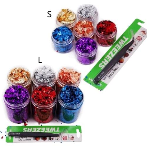 6 Color Metallic Foil Kit Resin Flakes Gold Leaf Gilding Epoxy Resin Glitter Painting Arts Resin Fillings Jewelry Making