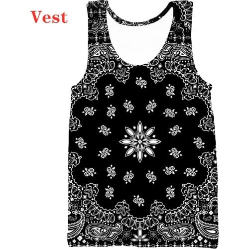New Bandana Pattern Fashion Men Women Tracksuits Crewneck Hip Hop Vest Size S-5XL mesh top
