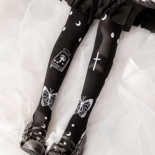 Origional Lolita Socks Black Knitted Stockings over the Knee Socks Lolita Harajuku Cute Gothic Socks