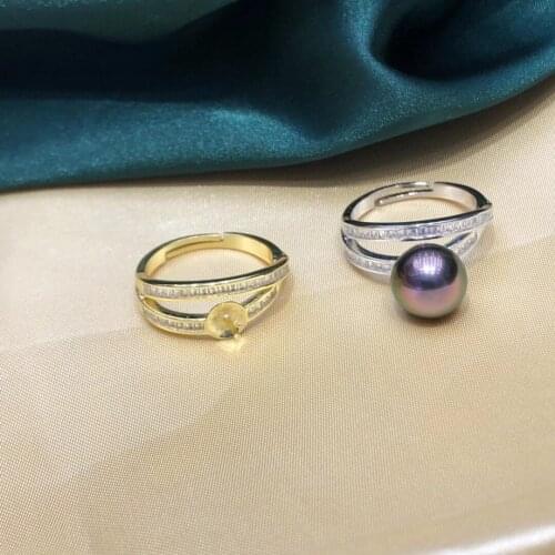 Bridal Gift 925 Sterling Silver Adjustable Free Size Ring Settings Findings Mountings Parts for Pearl Corals Jade Crystal Agate