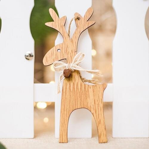1pcs Xmas tree pendants New Christmas wood Elk ornaments wood hanging decoration Elk New year festival party gifts decoration