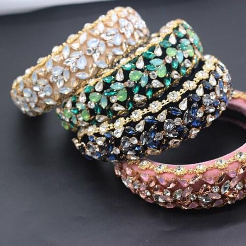 Beautiful and exaggerated rhinestone headband Luxury colorful rhinestone geometric retro personality beautiful headband 545