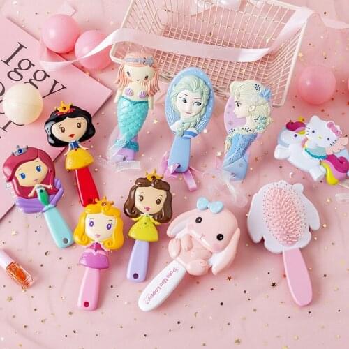 Hot Sale Cartoon Comb Princess Snow Mermaid cartoon 3D Three-Dimensional Comb Comfortable Air Cushion Comb Gift for Girl