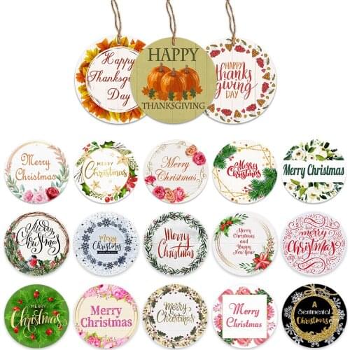 Merry Christmas Wooden Round Signs Wood Plaque for Christmas Tree Ornament Xmas Tree Decoration New Years Gift