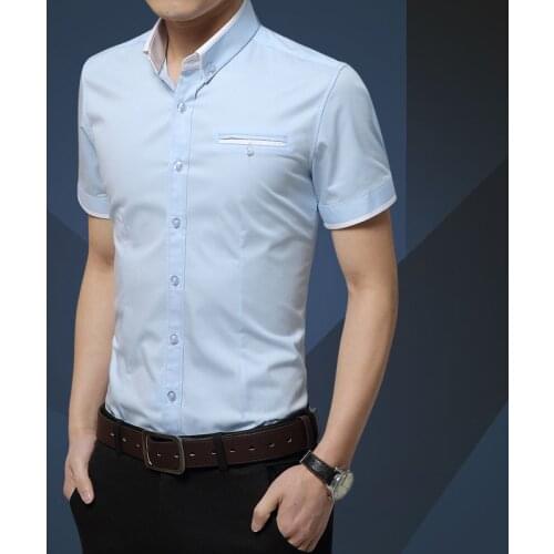 New mens short sleeve shirt summer mens shirt business lapel fashion thin