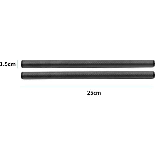 2 Pieces 25cm 10inch 15mm Carbon Fiber Rod for DSLR Camera Rig Rail System