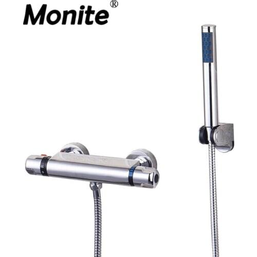 Bathroom Thermostatic Rainfall Shower Head Bathtub Shower Water Tap Shower Set Faucet Mixer Tap Round Head