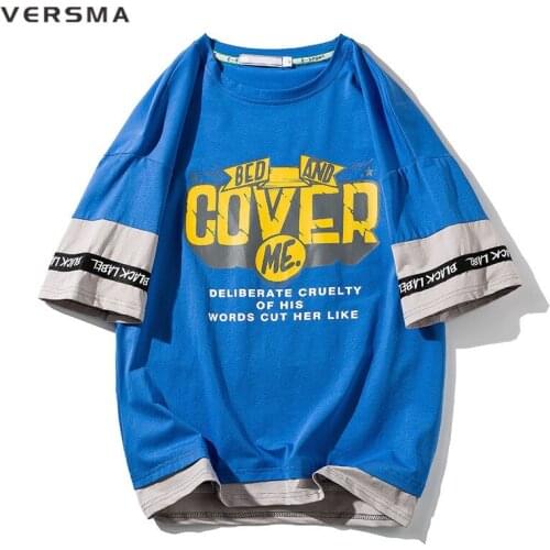 VERSMA Korean Causal Graffiti Print Short Sleeve T-shirts Men Black White Cotton Vintage T-shirt Men Youth Clothing Dropshipping