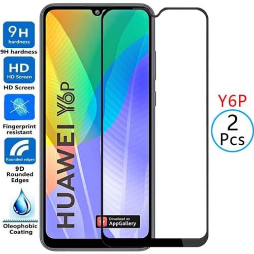 9d protective tempered glass for huawei y6p screen protector on huaweiy6p y 6p y6 p yp6 6yp safety film huawey huwei hawei huawe