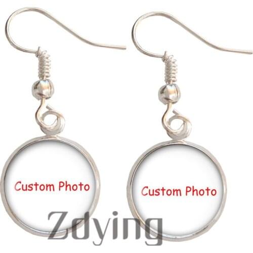 Zdying Personalized Photo Custom Dangle Earrings Photo Of Your Baby Child Mom Dad Grandparents Family Member Gift
