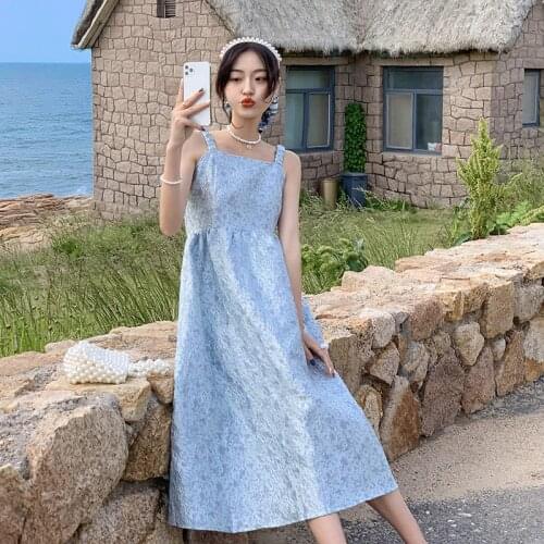 Women Midi Backless Slip Dress Sundress Summer 2021 Runway Boho Vintage Korean Fairy Casual Beach Vacation Party Night Dresses