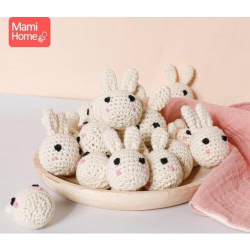 1PC/2PC Baby Pacifier Chain Crochet Cute Rabbit Panda Beads DIY Wooden Teething Pacifier Clips Knitting Jewelry Crib Baby Goods