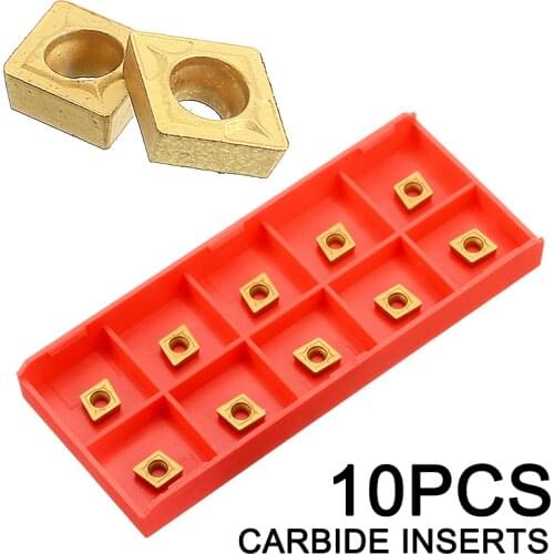 10pcs/set CCMT060204-HM YBC251 Carbide Inserts Cutter Blades For CNC Lathe Turning Tool 6x6mm