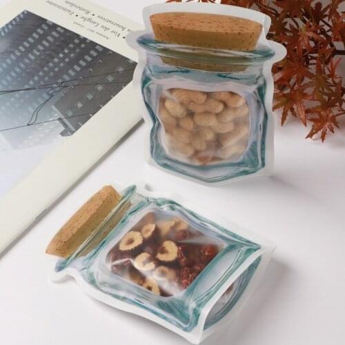 1000Pcs/Lot Food Storage Zipper Bags Smell Proof Reusable Mason Jar Lock Stand Up Bag Bottle Shape Plastic Food Grade Bags Gifts