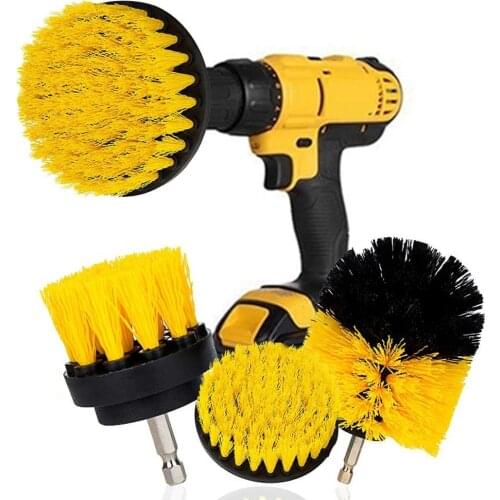 2/3.5/4''3Pcs Electric Scrubber Brush Drill Brush Kit Plastic Round Cleaning Brush For Carpet Glass Car Tires Nylon Brushes