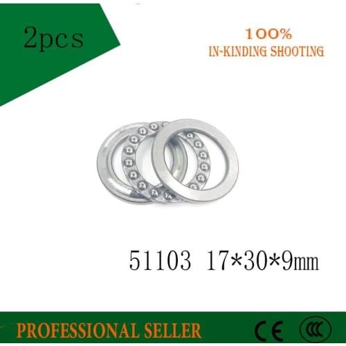 2pcs Free Shipping Axial Ball Thrust Bearing 51103 17*30*9 mm Plane thrust ball bearing 8103 17x30x9mm